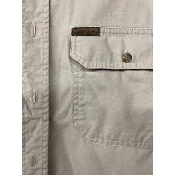 Woolrich Rugged Outdoor Cotton Button-Down Shirt Khaki Beige Casual Adventure - Picture 2 of 4